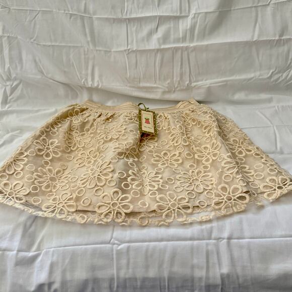 Alice Moon Collection Mini Skirt Women’s Small Beige Embroidered Flowers - Picture 1 of 9